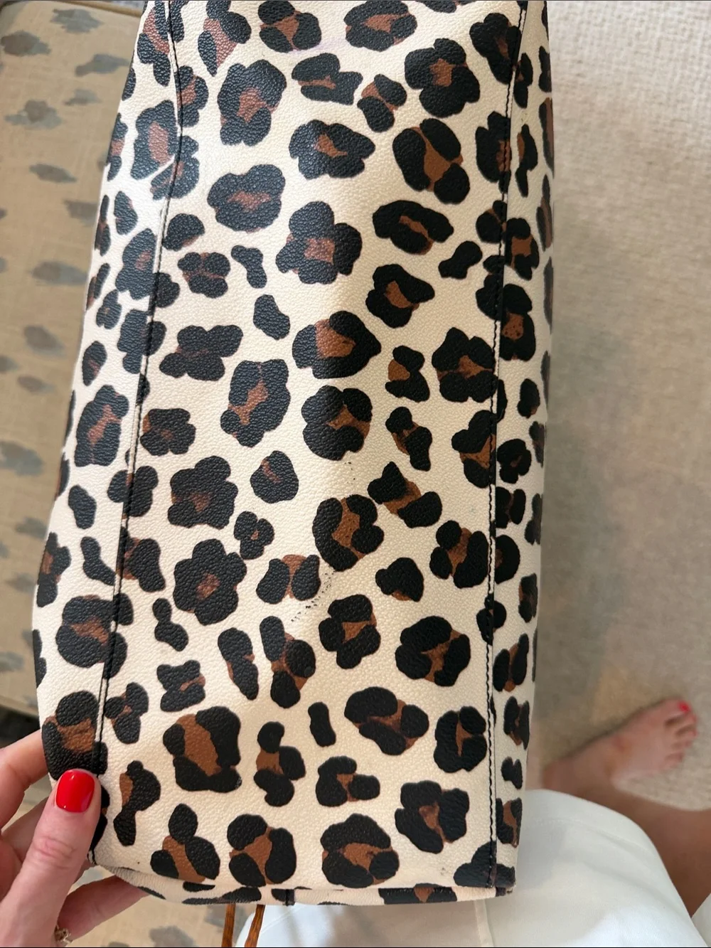Tory Burch Leopard-Print Tote with Tan Trim
